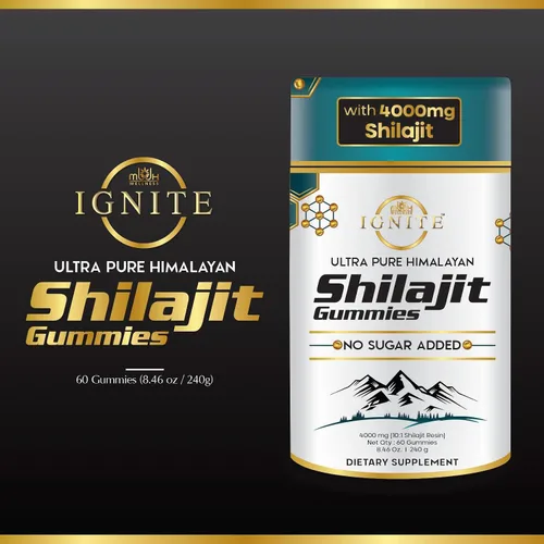 Vista 3 de MBDH Wellness Gomitas Shilajit del Himalaya puras de 4000 mg, sin azúcar con Ashwagandha KSM-66, Gokshura y 75% ácido fúlvico, 60 gomitas