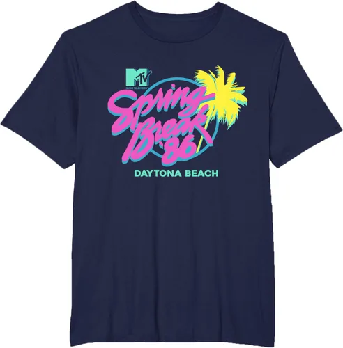 Vista 15 de MTV Camiseta de cuello redondo de ajuste clásico - Spring Break Daytona Beach, negro, adulto, manga corta, algodón y poliéster