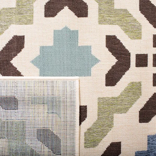 Vista 6 de SAFAVIEH Alfombra lavable al aire libre Veranda Collection – Alfombra de pasillo de 2 pies 3 x 8 pies, color crema y aguamarina, no desprende pelusa