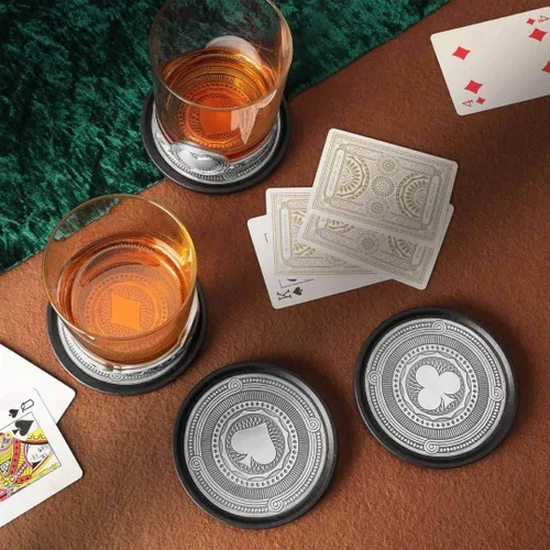 Vista 2 de Royal Selangor Juego de 4 posavasos de peltre de la colección Ace acabado a mano