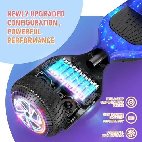 Vista 4 de LIEAGLE Scooter, Self Balancing Scooter with Bluetooth Speaker LED Lights Wheels,Dual 300w Motors, 7.5 mph Max Speed & 8.5 Miles Max Range, for