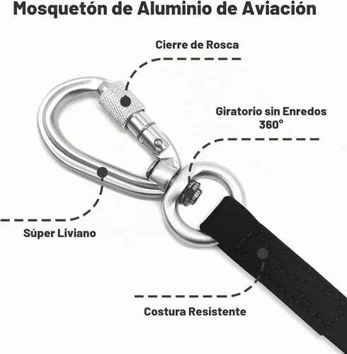 Vista 2 de ZALER Correa Larga para Perro Impermeable Correas de Entrenamiento 50ft 30ft 20ft 15ft 10ft 6ft, A Prueba de Olores Correa Larga de Llamada con Negro