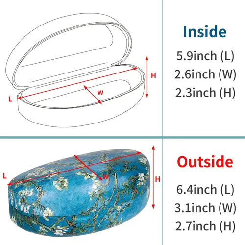 Vista 2 de Funda rígida de gran tamaño para lentes de sol, soporte protector para lentes de lectura extra grandes