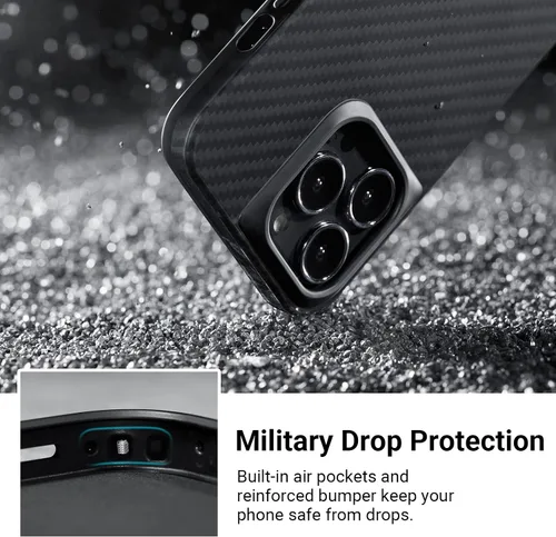 Vista 5 de pitaka Funda protectora para iPhone 14 Pro Max, 6.7 pulgadas, grado militar, compatible con MagSafe [MagEZ Case Pro 3] fibra de aramida 1500D