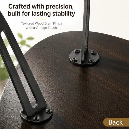 Vista 6 de Manora Mesa de Café Moderna y Simple de Madera con Patas de Metal Negro, Mesa de Té Ovalada para Sala de Estar u Oficina, Mesa Central Compacta