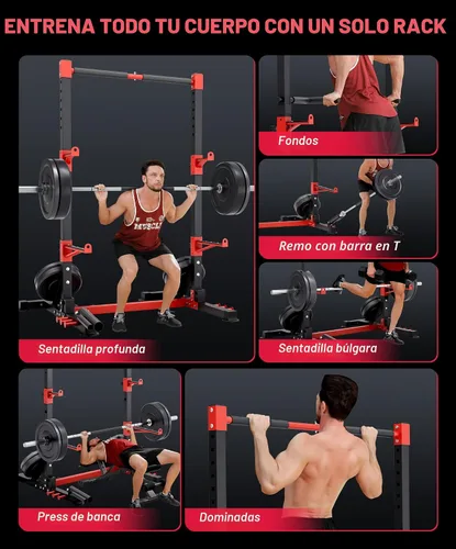 Vista 2 de YOLEO Smith Machine & Squat Rack Combo, Multi-Functional Power Racks with Adjustable Width & Pull-Up Bar, Cable Crossover Power Cage, Independent