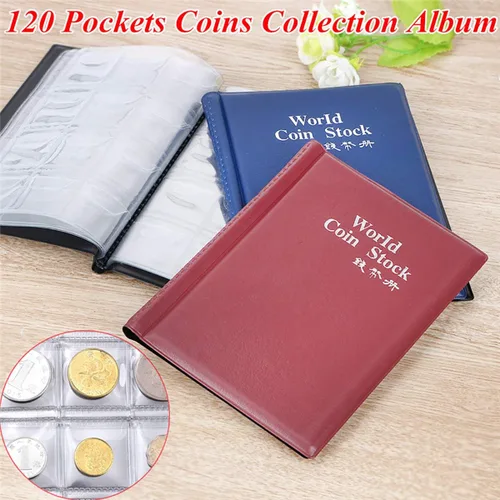 Vista 9 de Colección de 120 bolsillos para monedas, álbum de almacenamiento de monedas, libro para coleccionistas, bolsillo de centavo (negro)