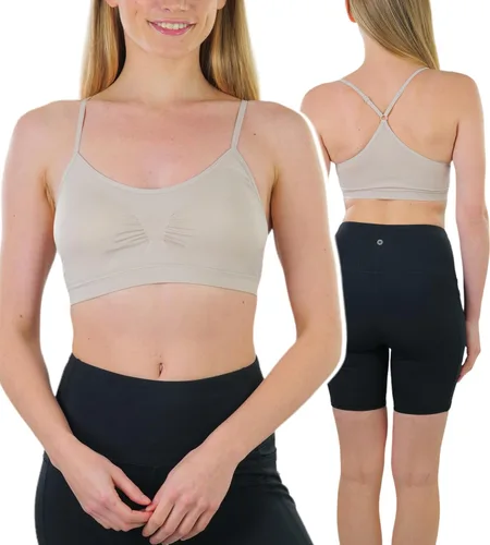 Vista 3 de ToBeInStyle Sujetador deportivo con bordado floral sin rellenosin aros para mujer