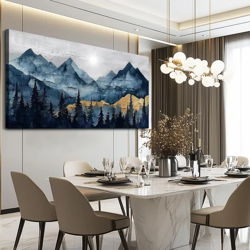 Vista 5 de FUHAIHUA Arte de Lienzo para Pared de Sala de Estar Decoración de Pared para Dormitorio Oficina Decoración de Pared Pintura de Paisaje de Montaña