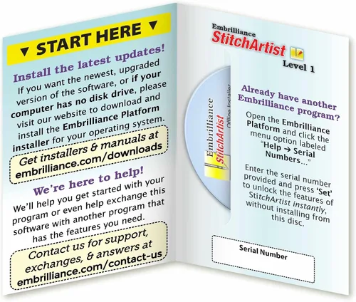 Vista 2 de Embrilliance StitchArtist Nivel 1, software de bordado digitalizado para Mac y PC