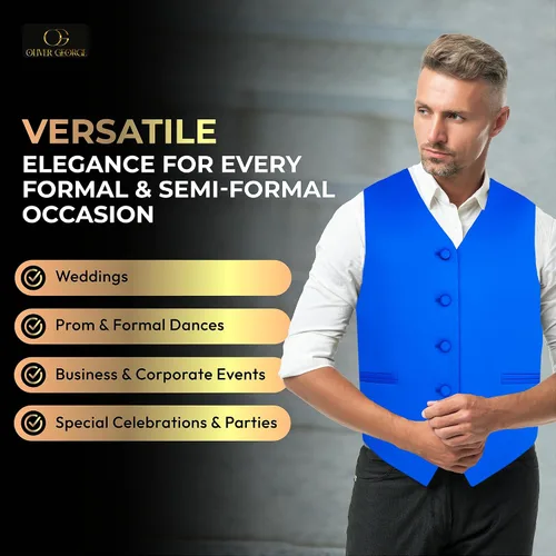 Vista 4 de Conjunto de chaleco formal sólido para hombre, esmoquin, chaleco y pajarita para traje o esmoquin