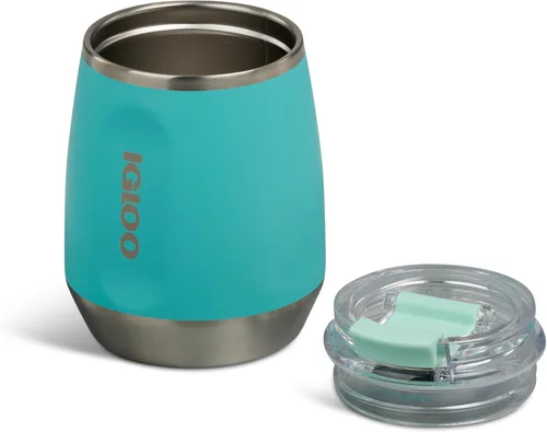 Vista 2 de Igloo Vaso de vino de 10 onzas Vasos de acero inoxidable Verde azulado laguna