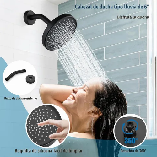 Vista 4 de Aolemi Juego de grifo de ducha para bañera con válvula, kit de acabado de ducha de montaje en pared de 6 pulgadas, accesorios de bañera, válvula