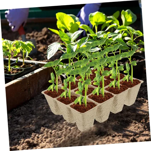 Vista 5 de Yardwe Juego de macetas de vivero para horticultura Suculentas Suelo Inicio Planta Invernadero titular de plantas desechables Traje floral