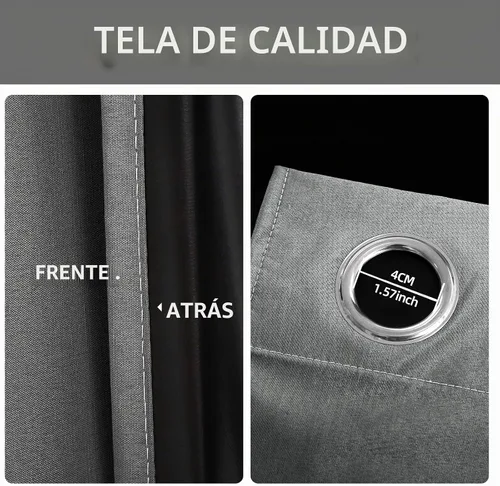 Vista 4 de Cortinas opacas 100% para dormitorio, cortinas opacas para sala de estar, cortinas de oscurecimiento de habitación de 84 pulgadas, cortinas opacas
