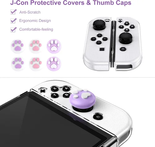 Vista 5 de Younik Switch OLED Accessories Bundle, 16 in 1 Accessories Kit Includes Switch OLED Carrying Case, Protective Case Cover for Console & J-Con, Screen