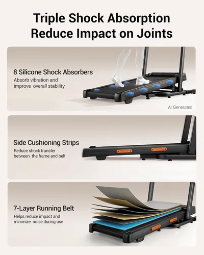 Vista 13 de Treadmill with 40% (15°) Incline & Handle Bar, Walking Pad with Incline