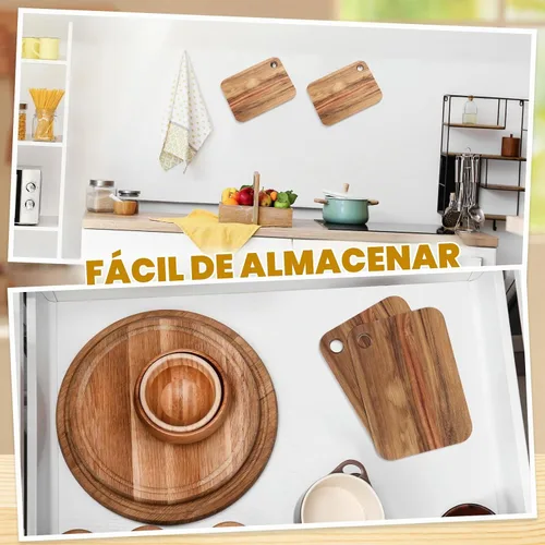 Vista 6 de Vesici - Tabla de cortar pequeña de madera de acacia para mesa de cocina de Navidad (12 unidades)