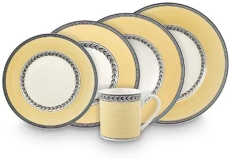 Vista 3 de Villeroy & Boch Audun - Sopa de borde de flores, 9.5 pulgadas, blancogrisamarillo