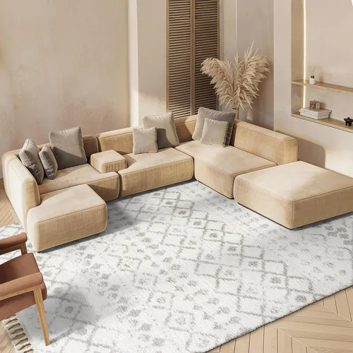 Vista 17 de SAFAVIEH Berber Fringe Shag Collection - Alfombra decorativa de 2 pies 2 pulgadas x 4 pies, color crema y gris oscuro, diseño que no desprende