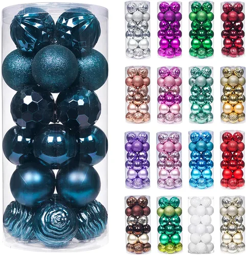 Vista 47 de XmasExp Juego de 24 mini esferas de Navidad inastillables para bolas de árbol de Navidad, 1.18 pulgadas (negro)