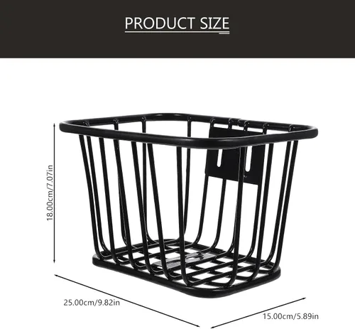 Vista 3 de Cesta de manillar de bicicleta para niños, cesta de bicicleta de hierro desmontable con diseño hueco para niños, fácil instalación