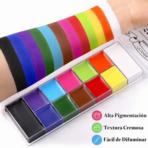 Vista 3 de UCANBE Athena Basic Face Body Paint Palette 12 Colors Oil-Based SFX Kit