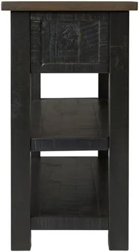 Vista 8 de Martin Svensson Home Mesa consola de sofá de madera maciza, color negro con tapa marrón