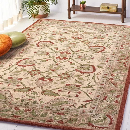 Vista 11 de SAFAVIEH Antiquity Collection - Alfombra decorativa de 3 x 5 pies, color marfil y beige, hecha a mano, lana tradicional, ideal para zonas de alto