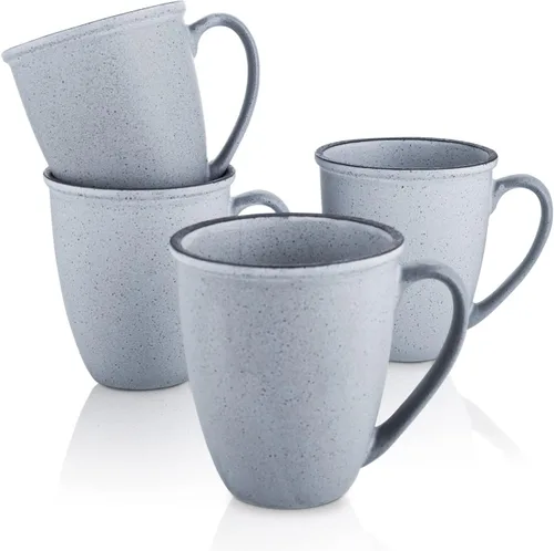 Vista 4 de Stone Lain Juego de platos de gres, 4 tazas, Tina - Azul y gris