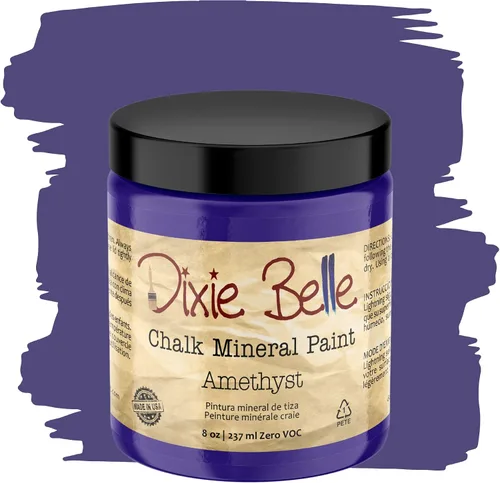Vista 16 de Pintura para muebles con acabado de tiza Dixie Belle Paint Company - Amatista (4oz) - Pintura mineral de tiza chic púrpura profundo mate