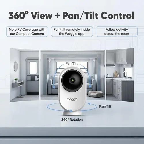 Vista 7 de Waggle Mini cámara RV – Cámara de seguridad inalámbrica HD de 1080p para caravanas – Tarjeta SD integrada (128 GB), audio bidireccional, visión