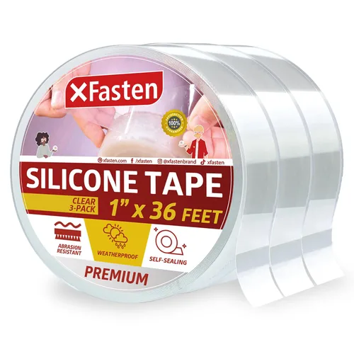 Vista 16 de XFasten - Cinta de silicona autofusible de 1 pulgada x 10 pies, de fontanería, cinta impermeable de sellado de fugas, goma gruesa para tuberías
