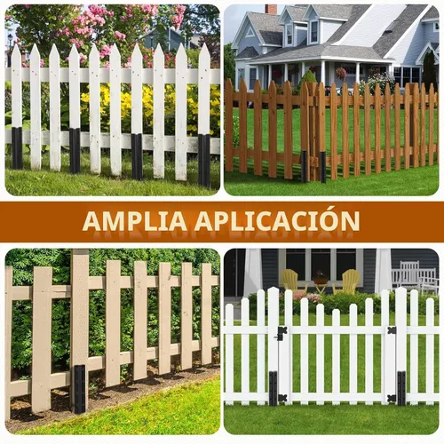 Vista 7 de SDSNTE Paquete de 10 estacas de reparación de postes de valla – Kit de soporte de poste de valla de acero resistente de 14 GA, kit de fácil