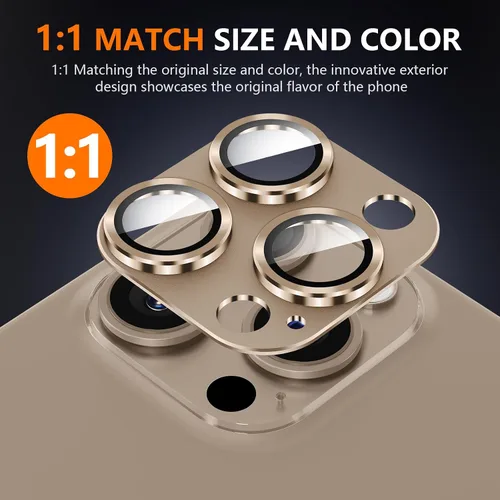 Vista 5 de Suoman Protector de lente de cámara para iPhone 16 Pro Max /16 Pro, película de vidrio templado de dureza 9H, destello sin obstrucciones, cubierta