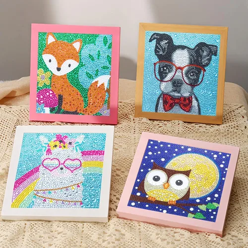 Vista 2 de CHWGLFGG Paquete de 6 kits de pintura de diamantes 5D para niños principiantes, kits de arte de diamantes lindos de taladro completo, arte de gemas