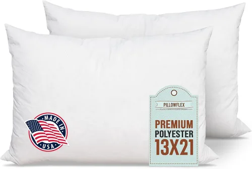 Vista 17 de Pillowflex Relleno de almohada de poliéster de alta calidad, 12 x 16 pulgadas, forma de almohada rectangular, lavable a máquina, soportes suaves