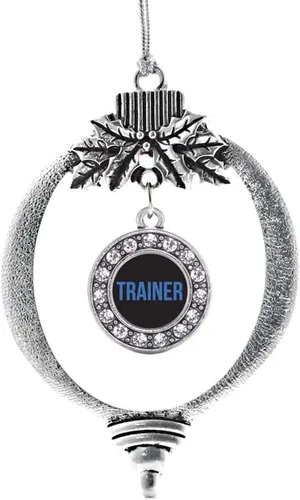 Vista 91 de Inspired Silver - Adorno con dije de cara de carlino - Adornos navideños de círculo de plata con joyas de circonita cúbica
