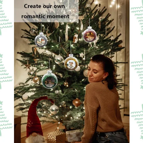 Vista 6 de AIFLM Adorno de bola de fotos personalizado 2022, adorno transparente de Navidad personalizado para parejas/mascotas, primera decoración de Navidad