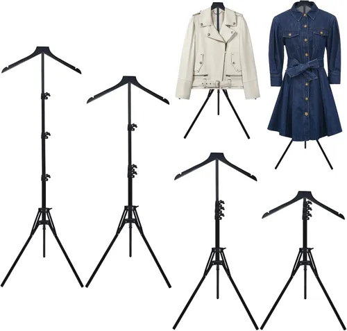 Vista 8 de Paquete de 2 soportes de exhibición ajustables para camisas de 32 a 63 pulgadas, soporte plegable de metal para torso con base de trípode resistente