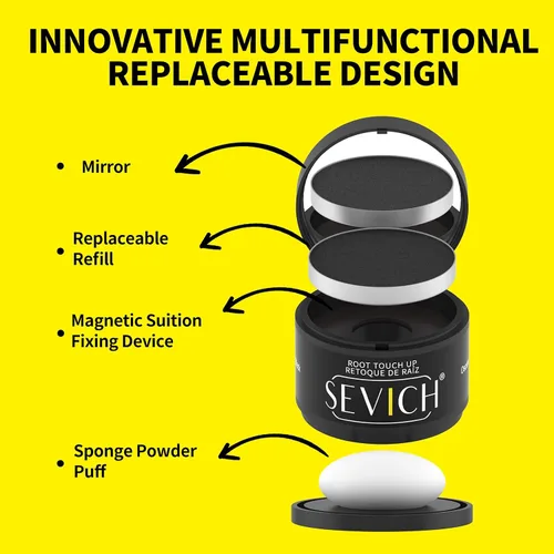 Vista 4 de SEVICH Polvo magnético recargable para retoque de raíces del cabello, impermeable, cobertura de canas y corrector de línea capilar con doble