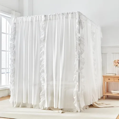 Vista 7 de AIKASY Tabla de cama con toldo con parte superior y velcro autoadhesivo (blanco-1, individual/individual extra largo)