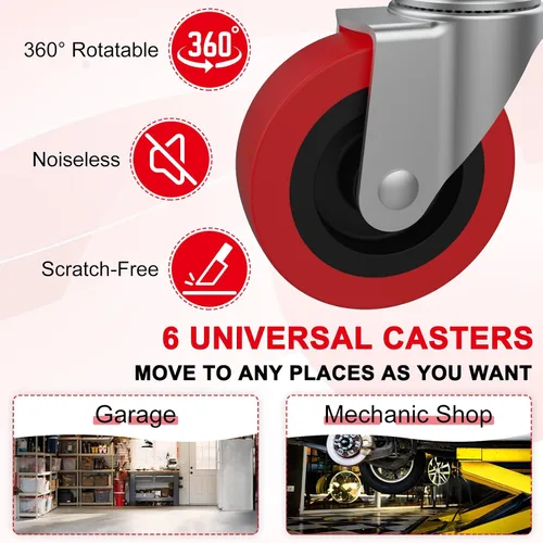 Vista 3 de Mysit Paquete de 6 ruedas giratorias roscadas M8 de 2.5 pulgadas