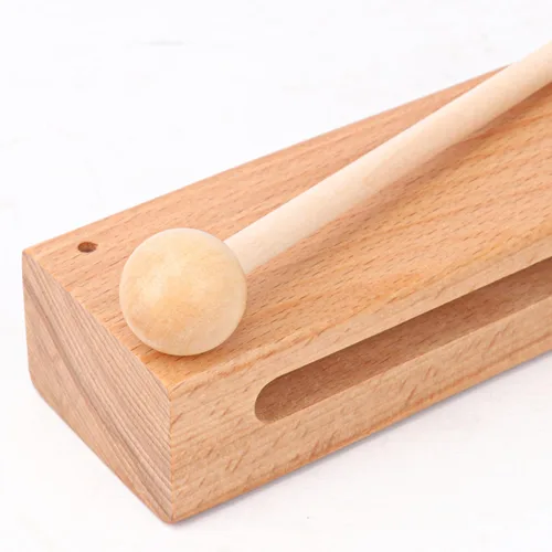 Vista 3 de Juego de 2 bloques de ritmo de madera maciza con mazo, instrumento musical de bloque de madera, bloques de ritmo de percusión, instrumentos