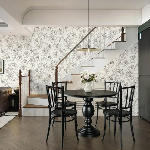 Vista 6 de Heroad Papel tapiz floral negro de la marca para despegar y pegar, papel tapiz bohemio para despegar y pegar, papel tapiz autoadhesivo extraíble