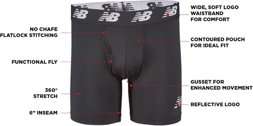 Vista 2 de New Balance - Bóxer para hombre 6 pulgadas parte delantera con bolsa 3