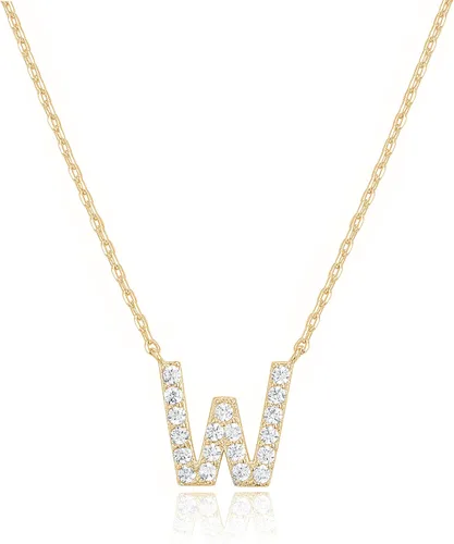 Vista 101 de PAVOI 14K White Gold Plated Cubic Zirconia Initial Necklace Letter Dainty Necklaces for Women