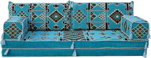 Vista 10 de arabicsofa Asientos de piso oriental para habitación de invitados - Sofá Majlis de asientos bajos turquesa