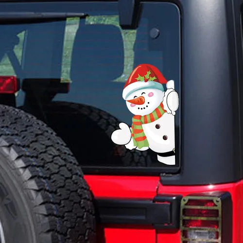 Vista 31 de Pegatina Navideña de Papá Noel Asomado, Lindas Pegatinas de Venado y Muñeco de Nieve para Ventana, Adhesivos para Parachoques de Coche, Adornos