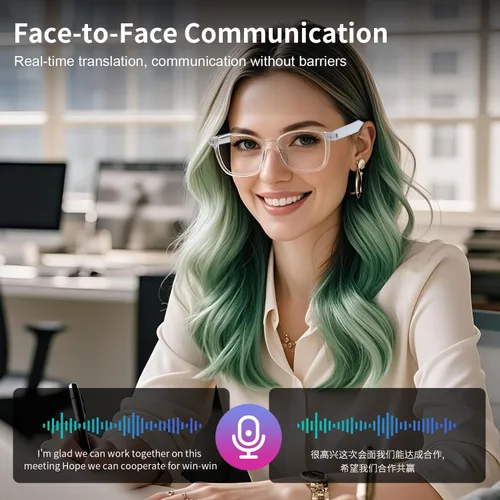 Vista 5 de Lentes inteligentes de traducción AI para hombres y mujeres, lentes que cambian de color, lentes de traducción en tiempo real, traducción de fotos